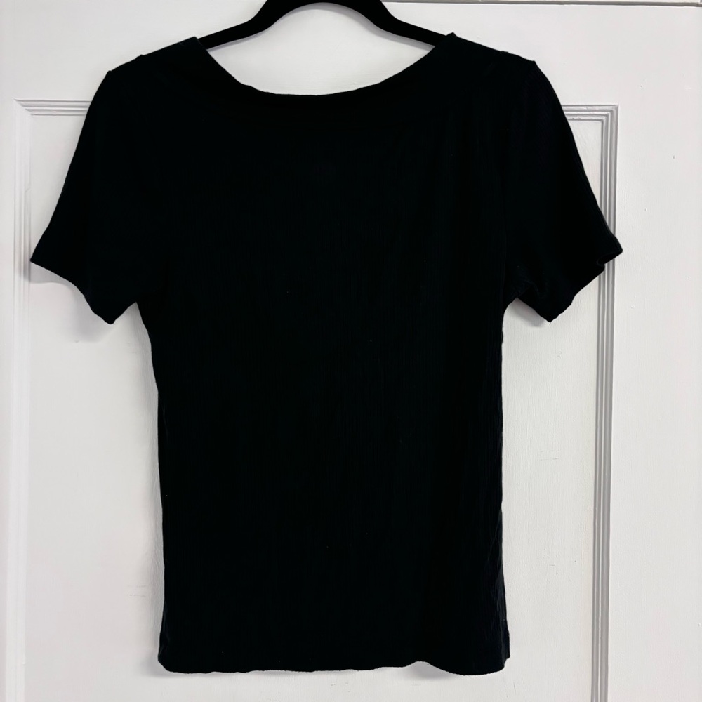 Anthropologie Daily Practice Black V-Neck Tee Small - Picture 5 of 6